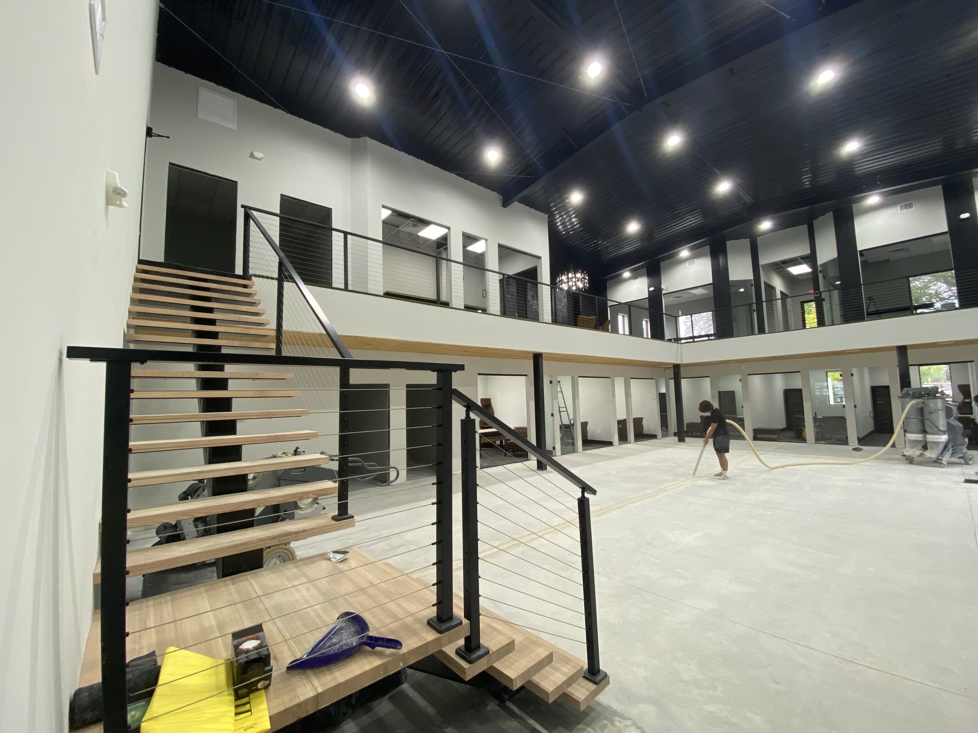 Oversized glass wall panels installed in commercial space by BGM Jacksonville