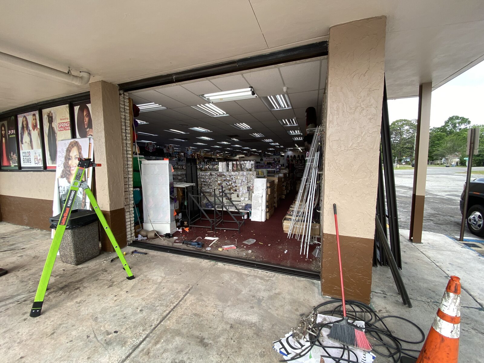 Commercial storefront opening prepared for new glass installation by BGM Jacksonville