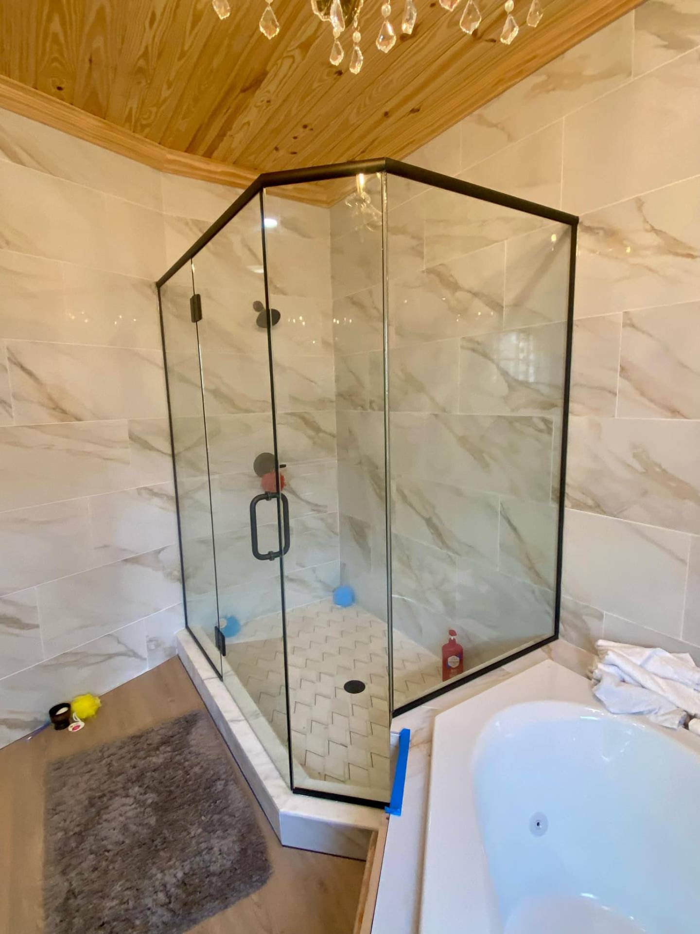Frameless glass shower enclosure installed by Baum Glass & Mirror, serving Ponte Vedra, Florida